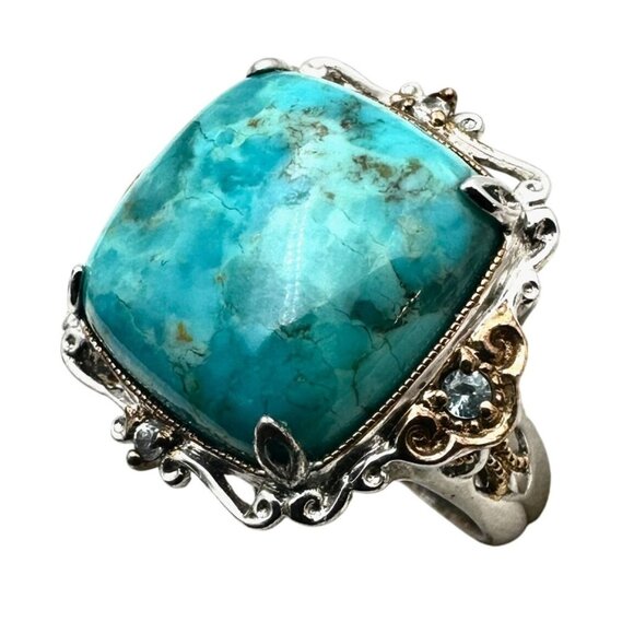 Gems En Vogue Michael Valitutti Turquoise Sterling Silver Ring Size 7 - Picture 1 of 5